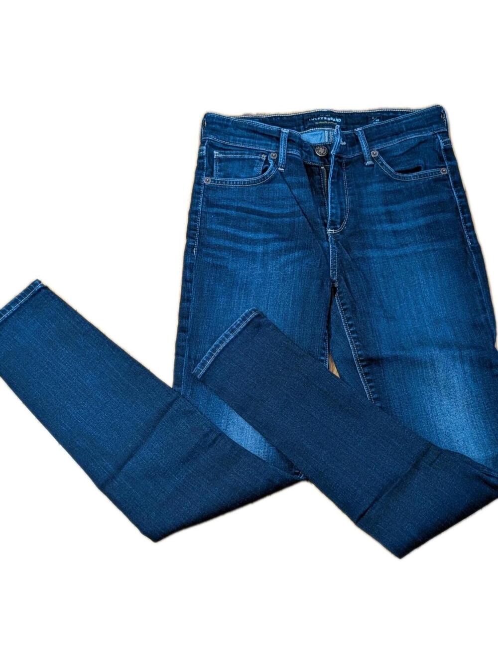 Lucky Brand Jeans Women's 2/26 Olivia Skinny Dark Blue Stretch Candiani Denim